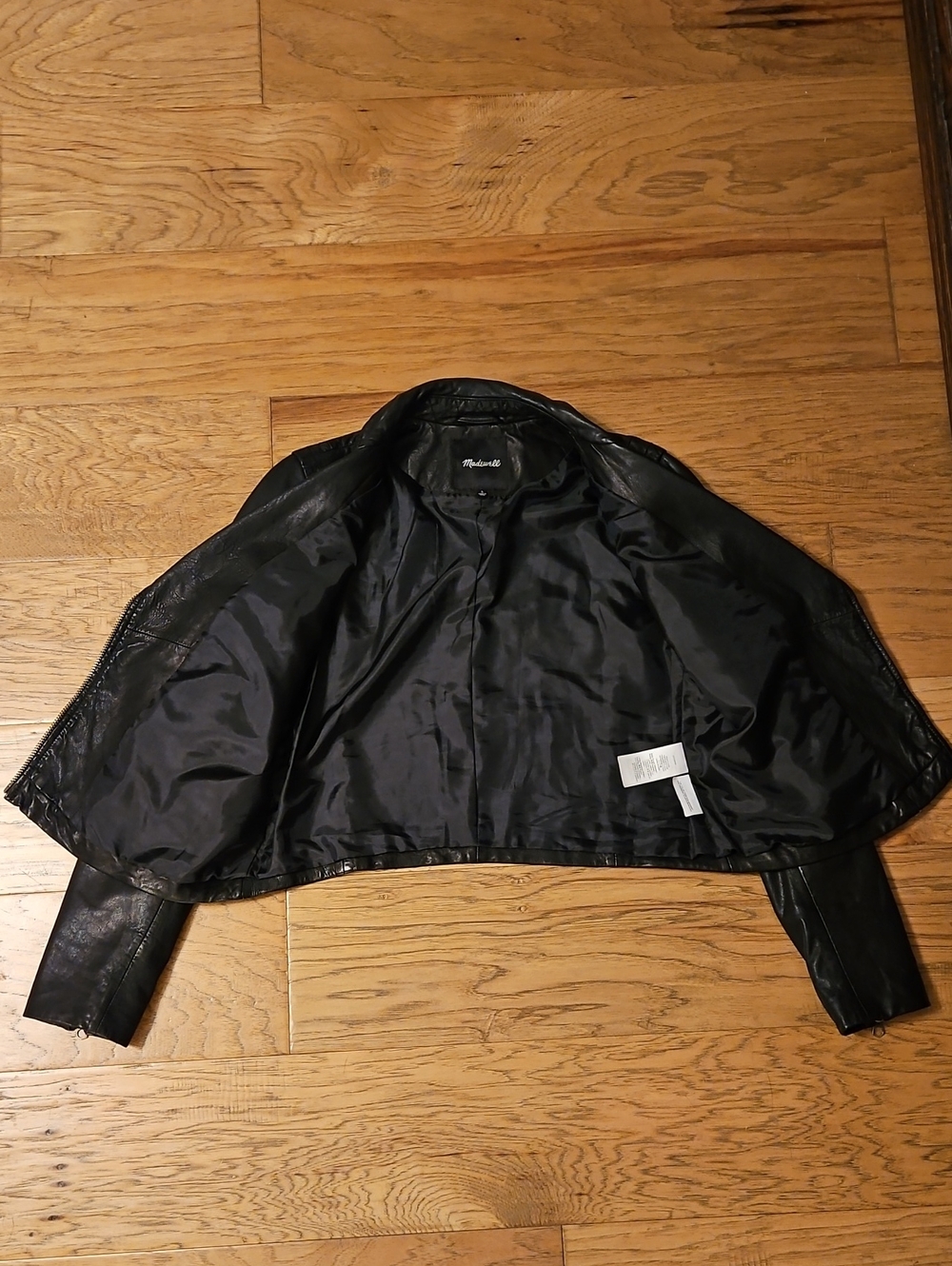 Madewell Washed Leather Motorcycle Jacket Brass Hardware Black Size Large - Picture 14 of 14